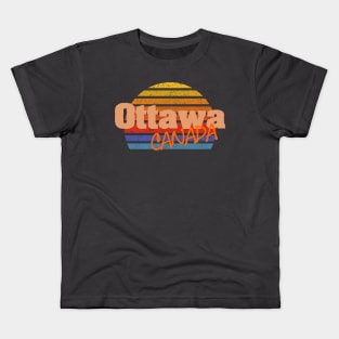 Ottawa Canada retro vintage typo sun sunset Kids T-Shirt